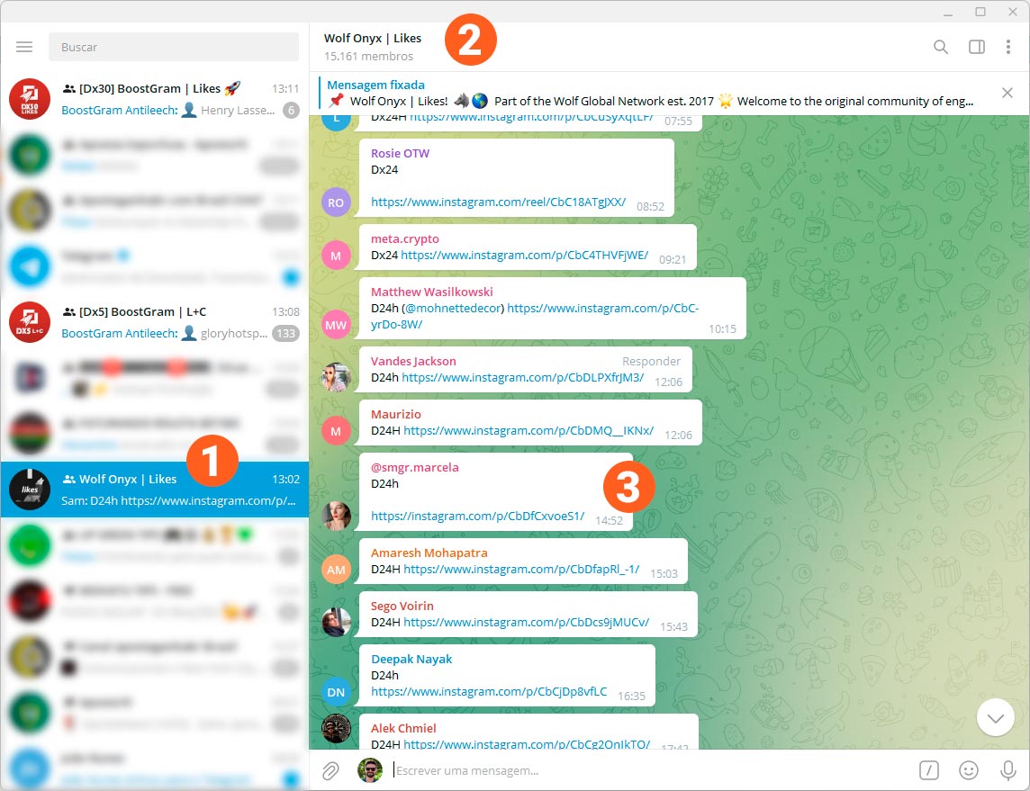 Grupos de Telegram para engajamento no Instagram
